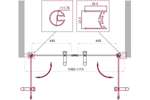Душевая дверь BelBagno Uno 110 стекло прозрачное (UNO-B-2-110-C-Cr) - 2