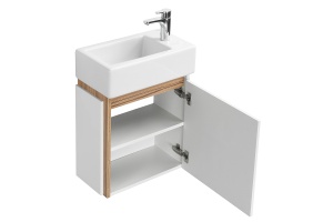 Тумба под раковину подвесная Aquaton Эклипс 45 R белый-светлое дерево - 3