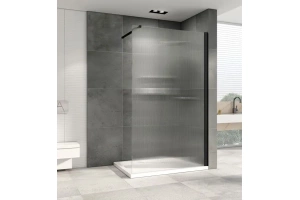 Душевая перегородка Abber Immer Offen 90х200 профиль черный стекло рифленое - 2