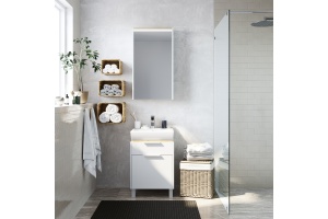 Тумба с раковиной STWORKI Дублин 50 подвесная, с накладной раковиной, узкая, в скандинавском стиле - 2