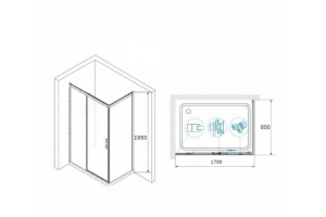 Душевой уголок RGW Leipzig LE-41-1 170х80 профиль хром стекло прозрачное - 3