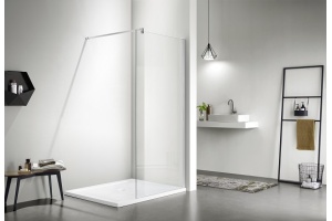 AQ WIW 14020CH Душевая перегородка Walk in с держателем 1400x2000 профиль хром, стекло прозрачное - 2