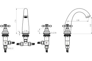 Смеситель для раковины встраиваемый Boheme Royal Cristal золото с черными кристаллами Preciosa - 3