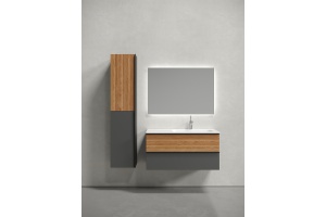 Тумба под раковину Sancos Delta 99х44 правая серая - светлое дерево - 2