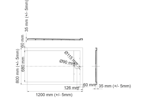 Поддон для душа Wasserkraft Abens 120х80 черный матовый - 3