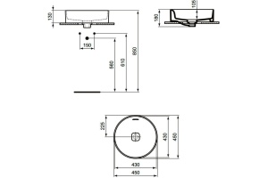 T296101 раковина на столешницу STRADA II Round Vessel без отв. под смес., с перелив. /45х45/(белый) - 2