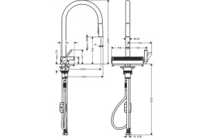 Кухонный смеситель однорычажный, 170, с вытяжным душем, 3jet Hansgrohe 73837000 - 2