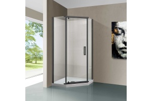 Душевой уголок Vincea Stresa 90х90 вороненая сталь стекло прозрачное