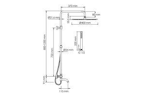 Душевая система WasserKraft 40 с термостатом хром - 3