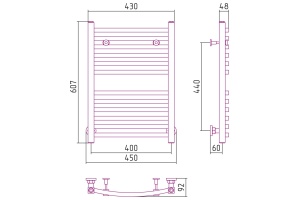 Полотенцесушитель водяной ДР АРКУС 600х400 (Без покрытия) - 3