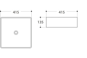 Раковина керамическая накладная AM-7050-D, цвет белый, 415х415х135 - 2