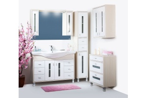 Зеркало-шкаф Бриклаер Бали 120 светлая лиственница, белый глянец - 2