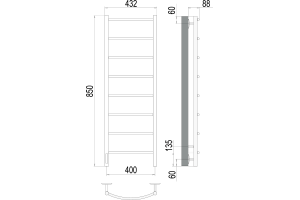 Электрический полотенцесушитель Terminus Классик П8 400x850 Хром - 3