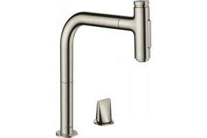 Кухонный смеситель Hansgrohe Metris Select M71 однорычажный, на 2 отверстия, с вытяжным изливом M7120-H200, под сталь 73819800