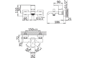 Смеситель Cezares Porta VM-01 для ванны с душем - 2
