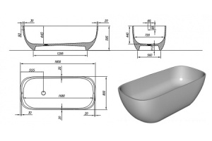 Ванна из литьевого мрамора Kolpa San Gloria 180х80 белая - 3