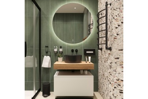 Мебель для ванной STWORKI Ольборг 80 столешница дуб французский, без отверстий, с тумбой 80, с раковиной BOCCHI Vessel черной