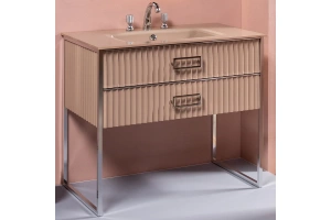 Тумба под раковину моноблок Boheme Armadi Art Monaco 100 бежевый глянец - хром