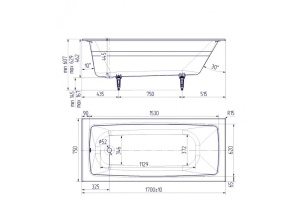 Ванна чугунная Delice Biove 170х75 с ручками и антискользящим покрытием - 2