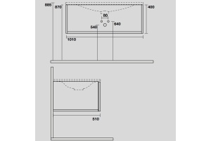 KERASAN SHAPE MOBILE База подвесная 1020х520 мм., 1 ящик, боковины белые/фронт дуб (без раковины) - 2