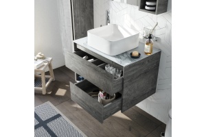 Тумба с раковиной STWORKI Карлстад 75 дуб рошелье, монте тиберио, с отверстием для смесителя в столешнице - 3