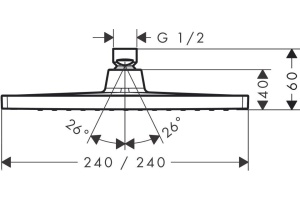 Верхний душ Hansgrohe Crometta E 240 1jet EcoSmart 26727000 9 л - 2