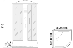 Душевая кабина с поддоном River Dunay XL 100/44 MT (10000006195) - 3