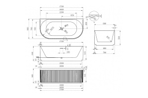 Акриловая ванна Abber 170х80 белая без гидромассажа - 3