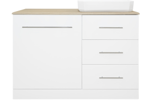 Тумба под стиральную машину Misty Респект 110 правая белая - светлое дерево