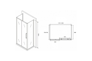 Душевой уголок Abber Schwarzer Diamant 120х75 черный стекло прозрачное - 2