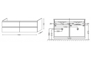 Тумба под раковину Jacob Delafon Vox 140 см (EB2020-RA-G1C) - 2