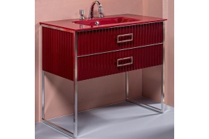 Тумба под раковину моноблок Boheme Armadi Art Monaco 100 бордо глянец - хром