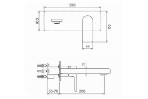 Смеситель для ванны встраиваемый Gappo сатин матовый - 2