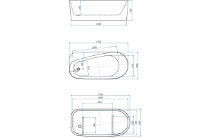 Акриловая ванна Allen Brau Infinity 170x78 2.21003.21/AM белый матовый (панель антрацит) - 2