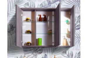 Зеркало-шкаф Бриклаер Кристалл 95 ясень анкор, темный, с подсветкой - 3