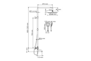 Душевая система WasserKraft 24.8 с термостатом черный матовый - 3