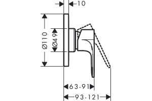 Смеситель для душа Hansgrohe Rebris E хром - 3
