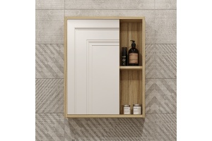 Зеркало-шкаф DIWO Углич 50 навесное, под дерево, в скандинавском стиле, прямоугольное