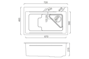 Кухонная раковина Gappo 72х46 черная - 2