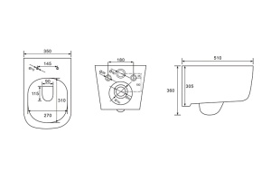 Унитаз компакт подвесной безободковый AQUATEK ДИВА 510*350*360мм, тонкое сиденье, крепеж, AQ2012-00 - 2