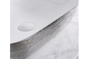 Раковина накладная CeramaLux NC 46 см белый/серебро (D1333H131) - 3