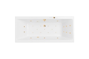 Акриловая ванна Excellent Pryzmat Slim 160x75 белая золото с гидромассажем