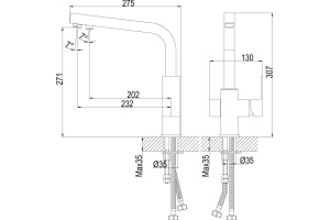 Смеситель для кухонной мойки Rossinka  хром (Z35-32) - 3