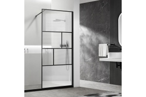 Душевая перегородка Vincea Walk-In 100х200 профиль черный стекло рифленое 