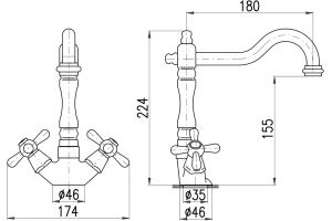 Смеситель для раковины Rav Slezak Morava retro белый - золото - 2