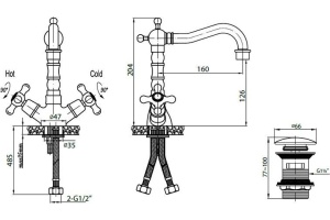 Смеситель Cezares Retro RETRO-C-LS2-02 для раковины - 3