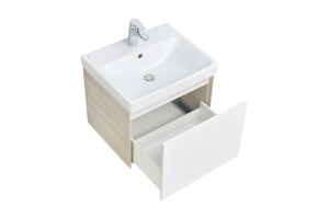 Тумба с раковиной Aquaton Асти 55 белый-светлое дерево - 3