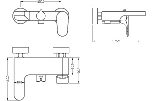 Смеситель Boheme Spectre 453-G для ванны с душем, золото - 2