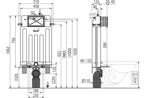 Система инсталляции для унитазов AlcaPlast Alcamodul AM100/1000 - 3