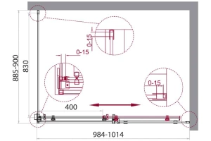 Душевой уголок BelBagno Acqua 100х90 хром (ACQUA-AH-1-100/90-C-Cr) - 2